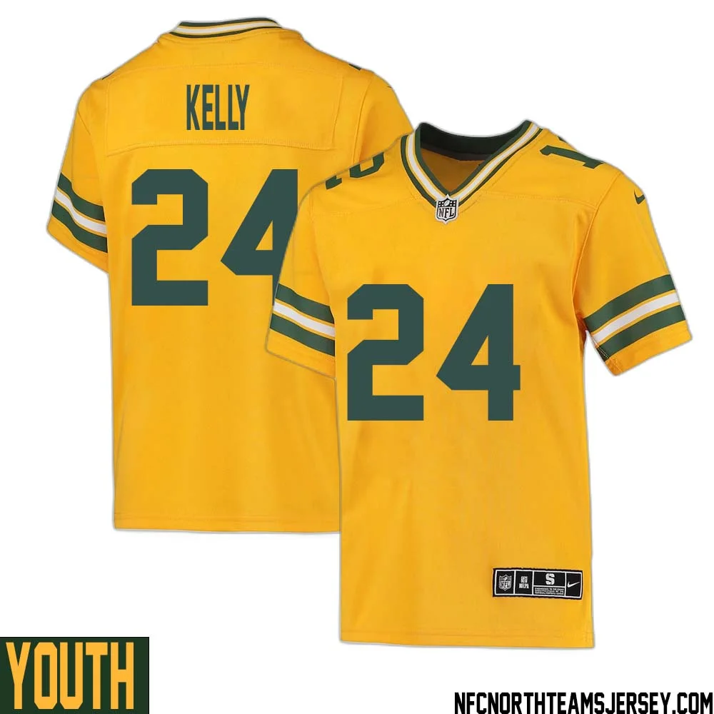 Kyu Kelly No 24 Davante Adams Green Bay Packers Inverted Legend Jersey Gold Youth