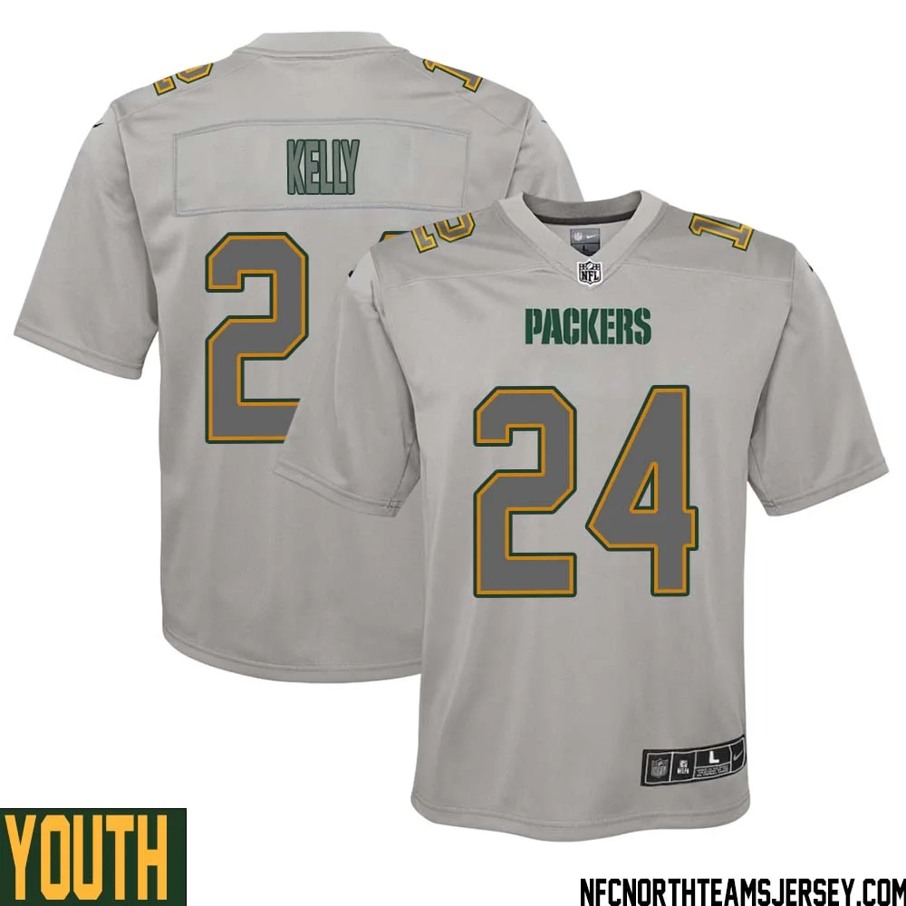Kyu Kelly No 24 Green Bay Packers Atmosphere Jersey Grey Youth