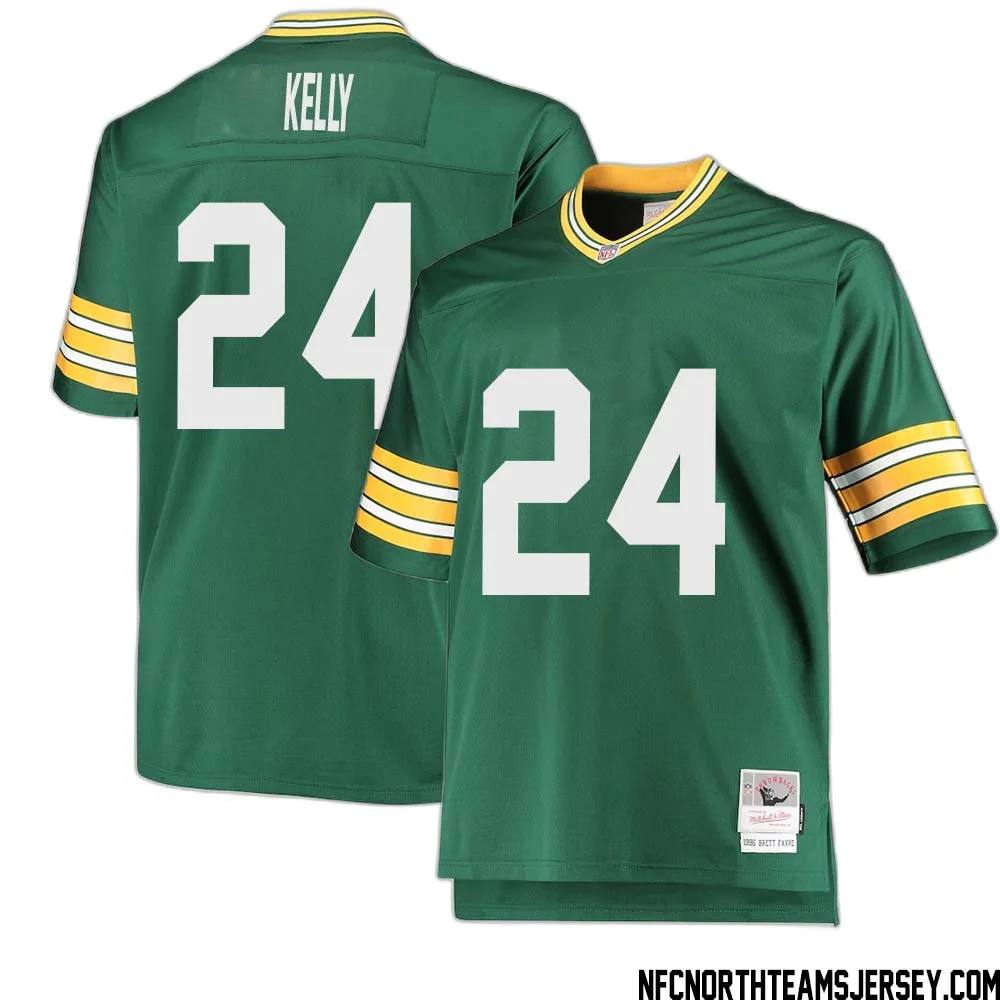 Kyu Kelly No 24 Green Bay Packers Mitchell Ness Big Tall 1996 Retired Player Replica Jersey Green