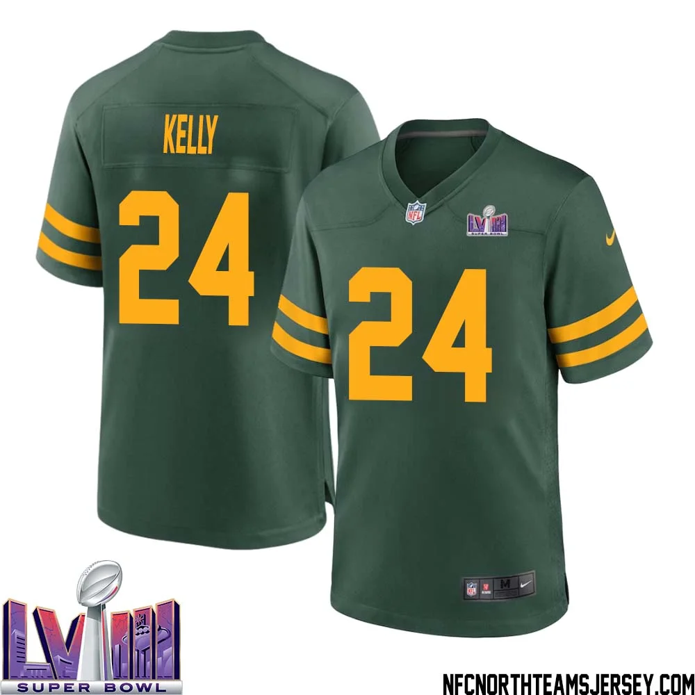 Kyu Kelly No 24 Green Bay Packers Super Bowl LVIII Alternate Green Jersey for Men