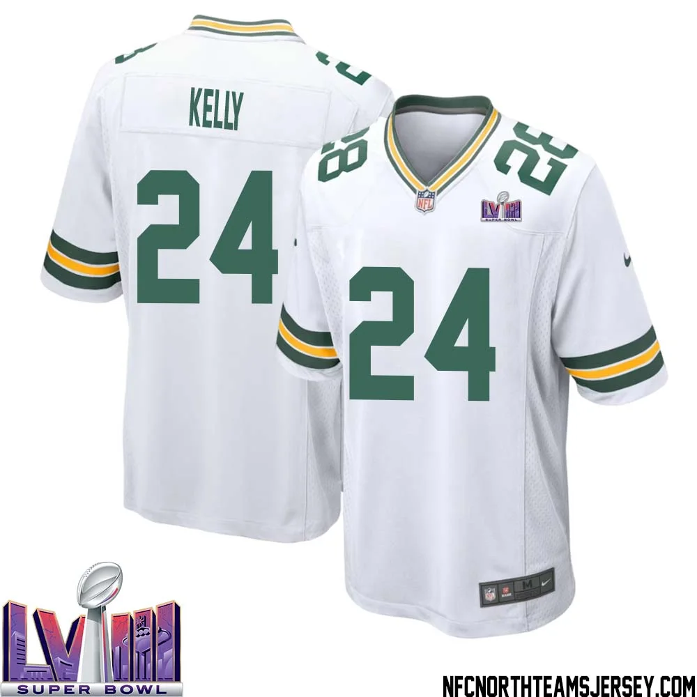 Kyu Kelly No 24 Green Bay Packers Super Bowl LVIII Away Game Jersey Mens White