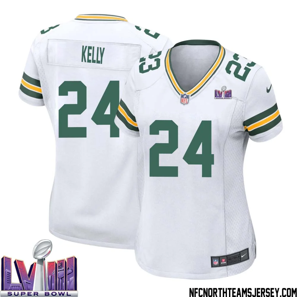 Kyu Kelly No 24 Green Bay Packers Super Bowl LVIII Away Game Jersey Womens White 1