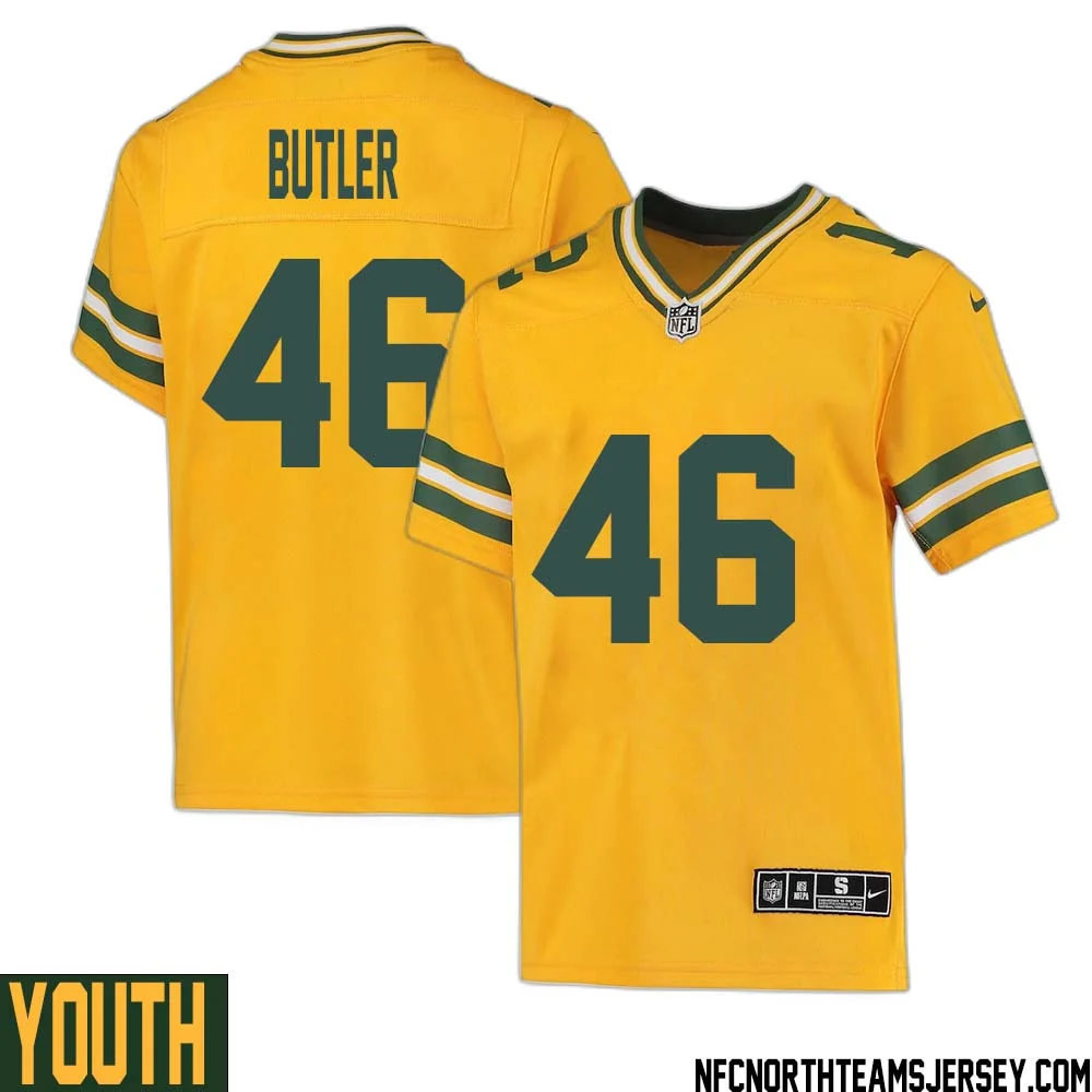 LeRoy Butler No 46 Davante Adams Green Bay Packers Inverted Legend Jersey Gold Youth 1