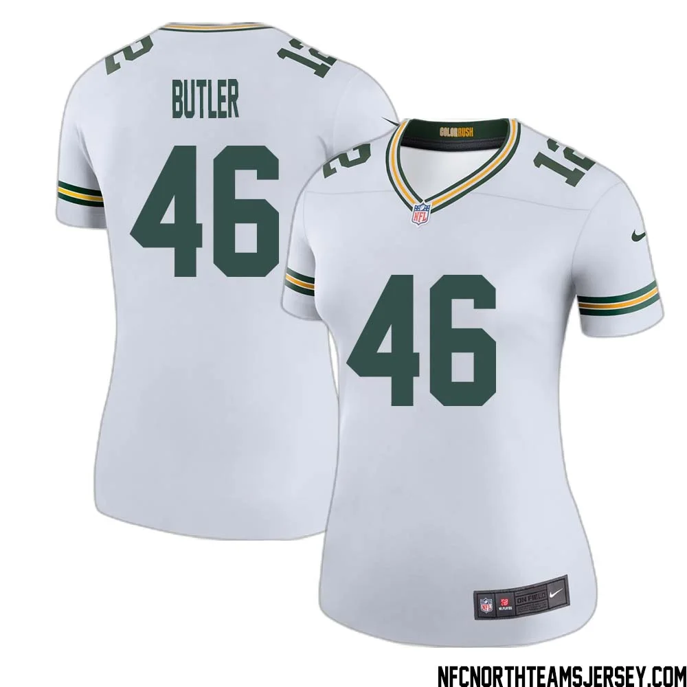LeRoy Butler No 46 Green Bay Packers Color Rush Legend Jersey White Womens