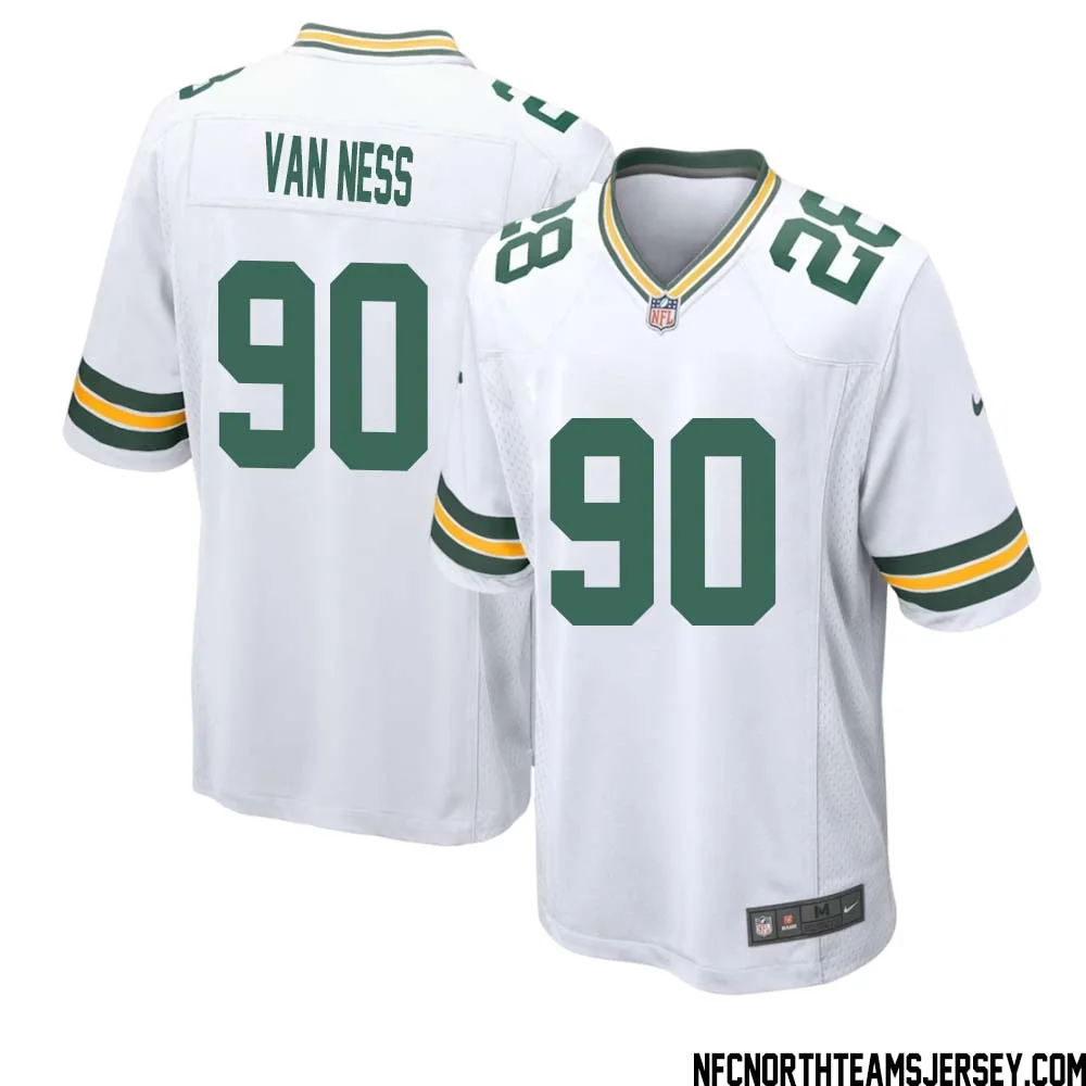 Lukas Van Ness No 90 Green Bay Packers Away Game Jersey Mens White 1