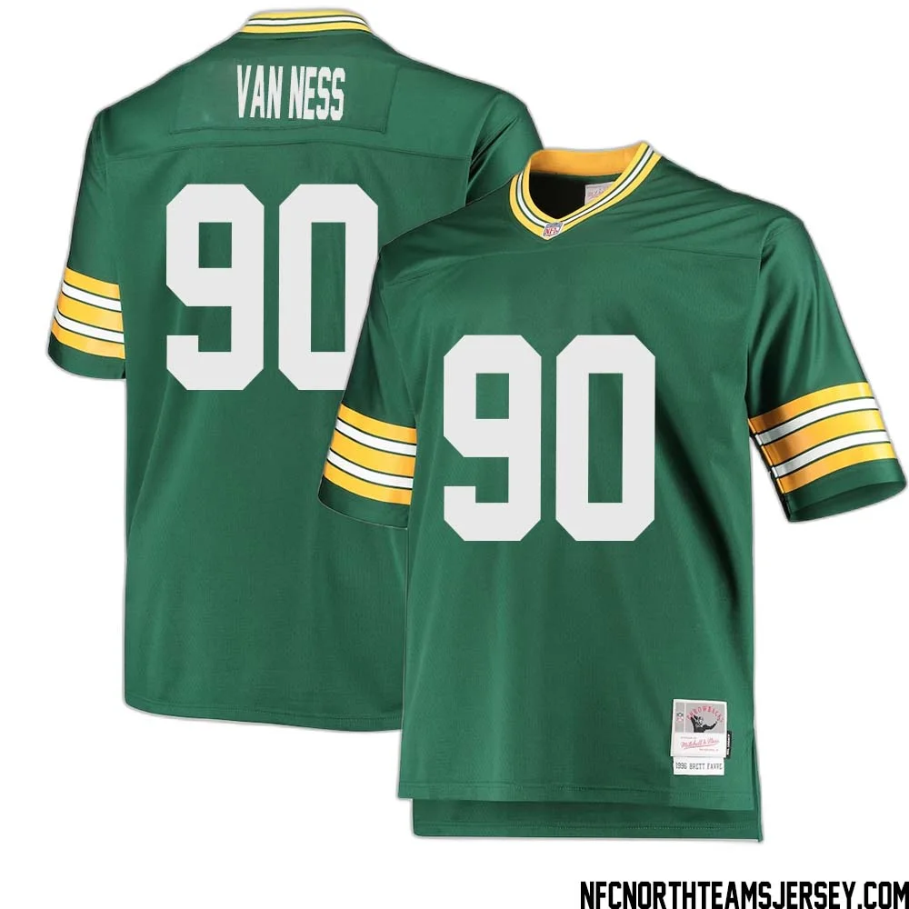 Lukas Van Ness No 90 Green Bay Packers Mitchell Ness Big Tall 1996 Retired Player Replica Jersey Green