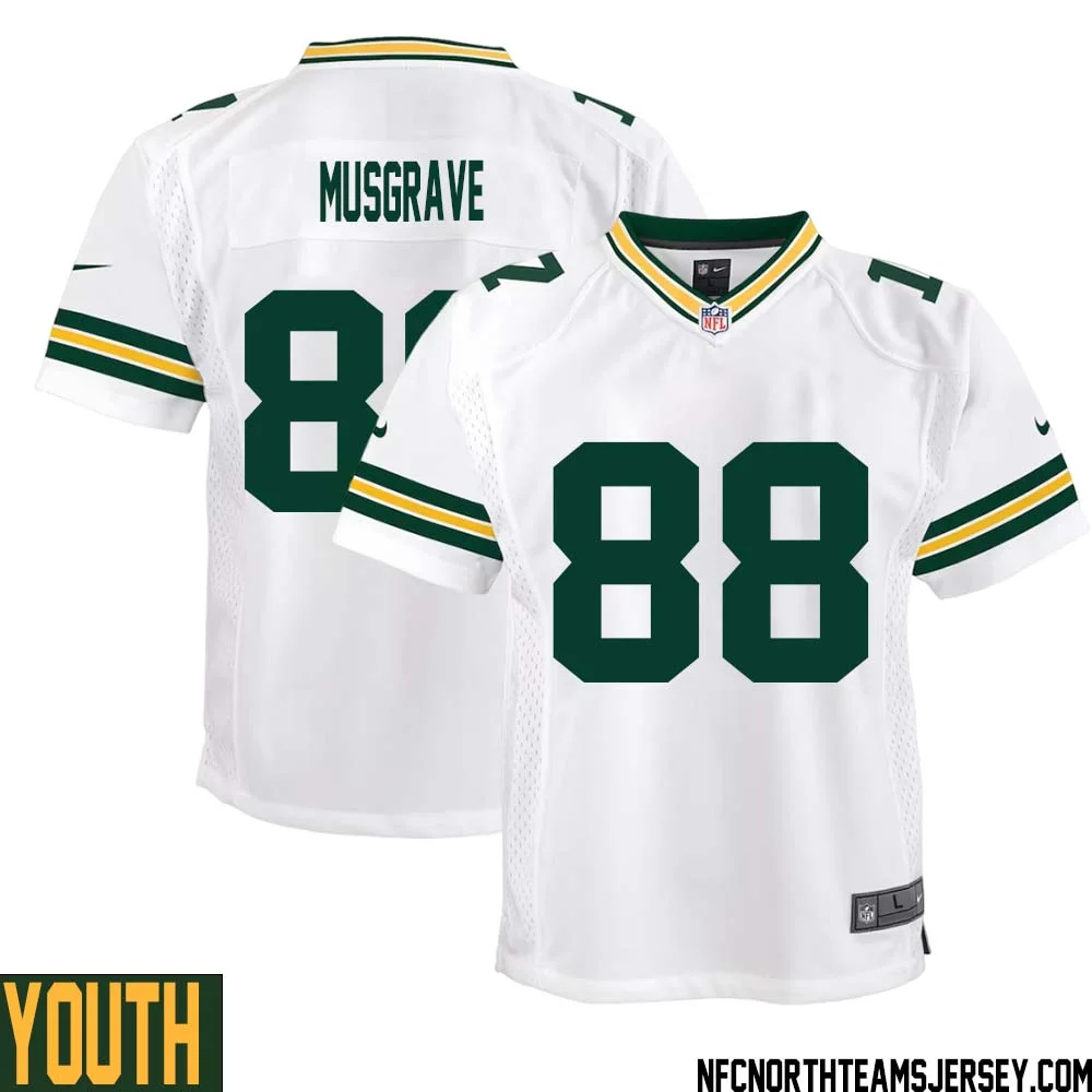 Luke Musgrave No 88 Green Bay Packers Away Game Jersey Youth White