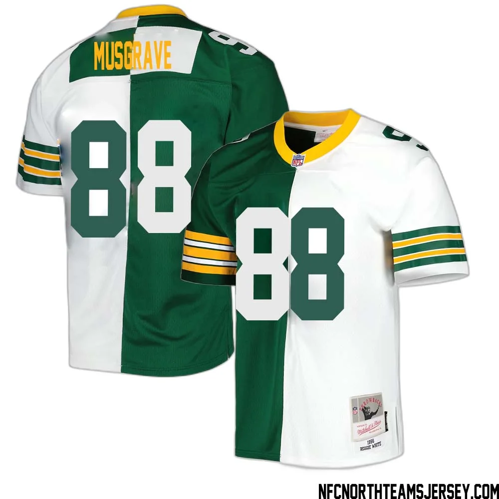 Luke Musgrave No 88 Green Bay Packers Mitchell Ness 1996 Split Legacy Replica Jersey Green White 1