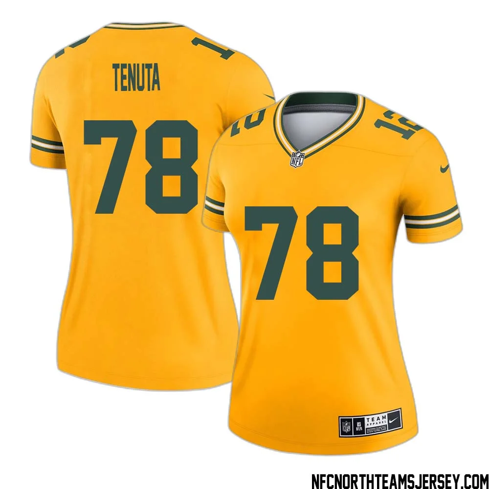 Luke Tenuta No 78 Davante Adams Green Bay Packers Inverted Legend Jersey Gold Women