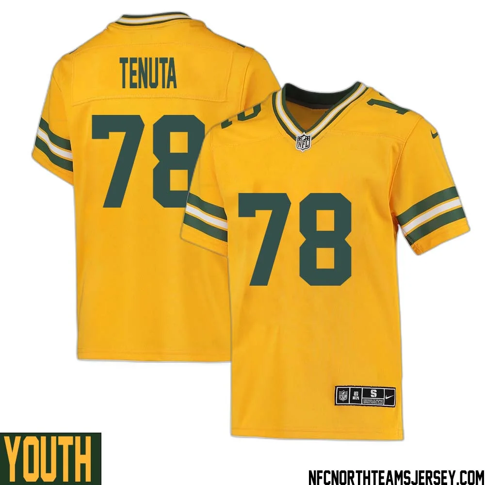 Luke Tenuta No 78 Davante Adams Green Bay Packers Inverted Legend Jersey Gold Youth 1