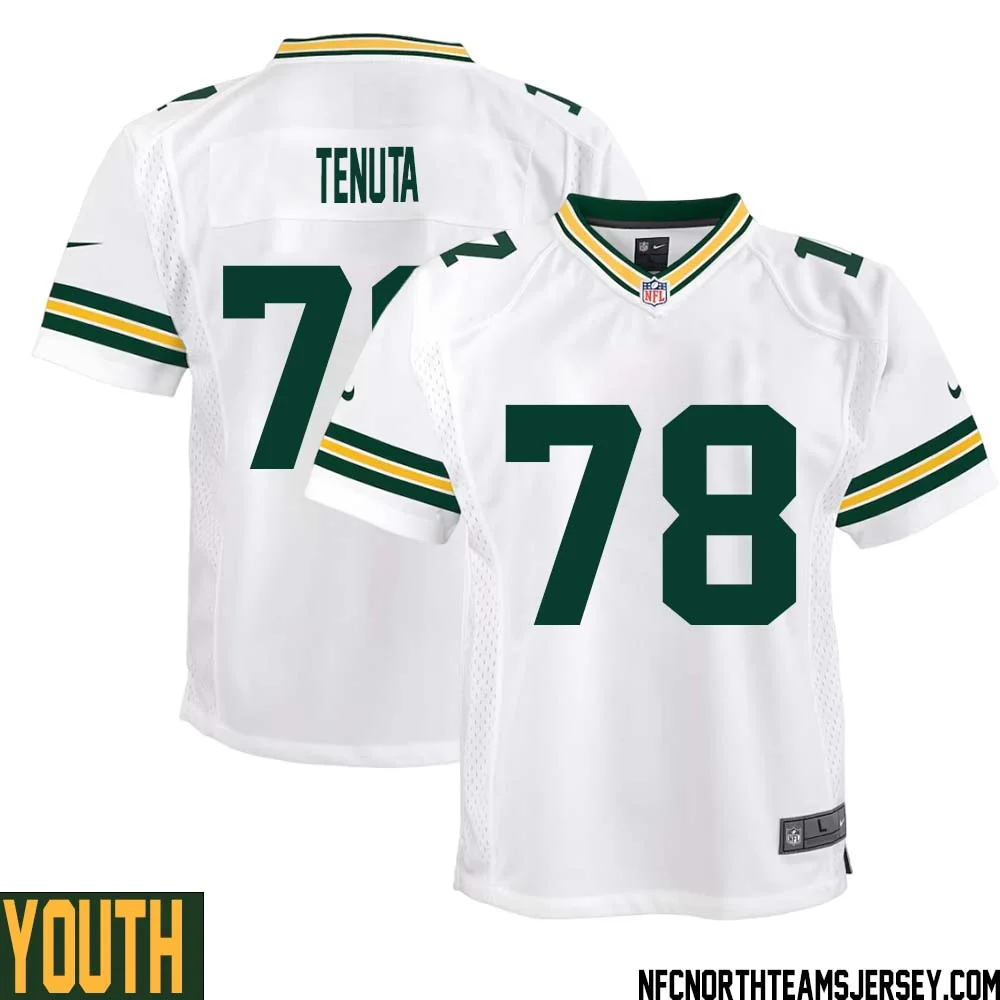 Luke Tenuta No 78 Green Bay Packers Away Game Jersey Youth White 1