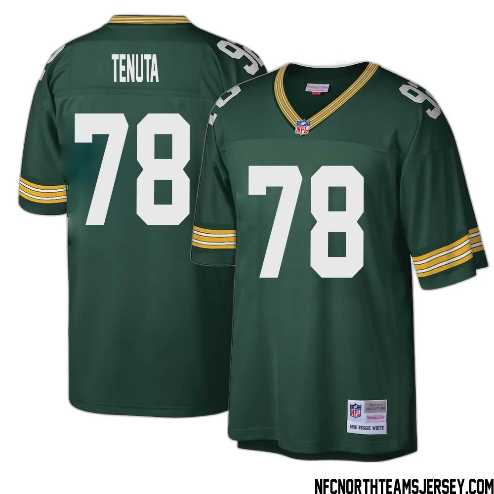 Luke Tenuta No 78 Green Bay Packers Mitchell Ness Big Tall 1996 Retired Player Replica Jersey Green 1