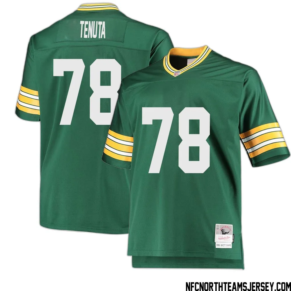 Luke Tenuta No 78 Green Bay Packers Mitchell Ness Big Tall 1996 Retired Player Replica Jersey Green 2