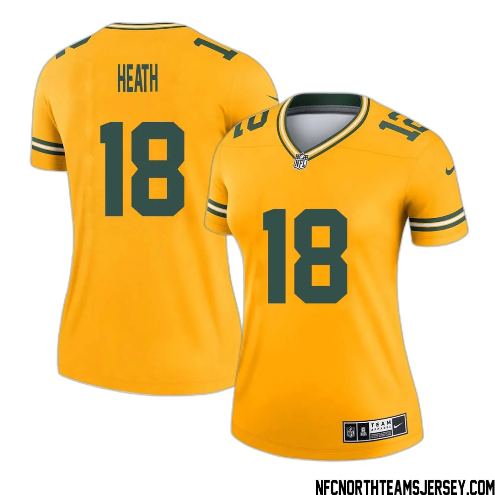 Malik Heath No 18 Davante Adams Green Bay Packers Inverted Legend Jersey Gold Women