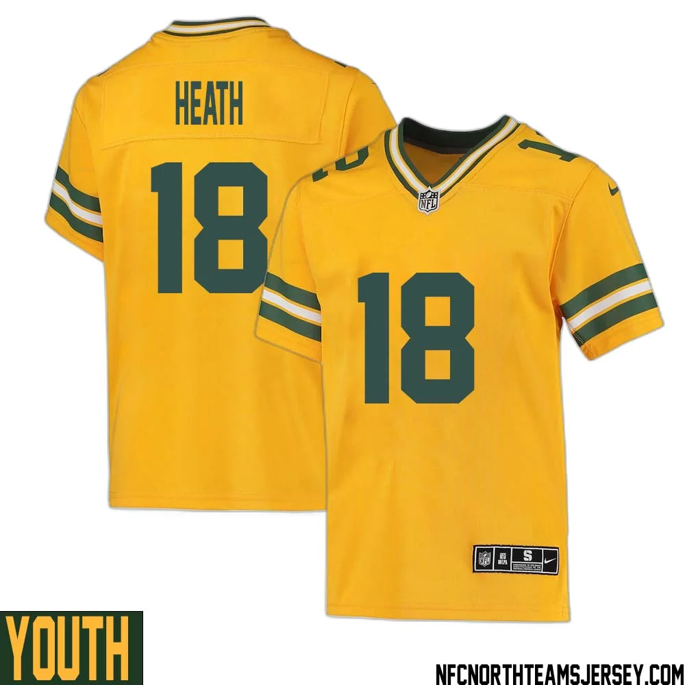 Malik Heath No 18 Davante Adams Green Bay Packers Inverted Legend Jersey Gold Youth