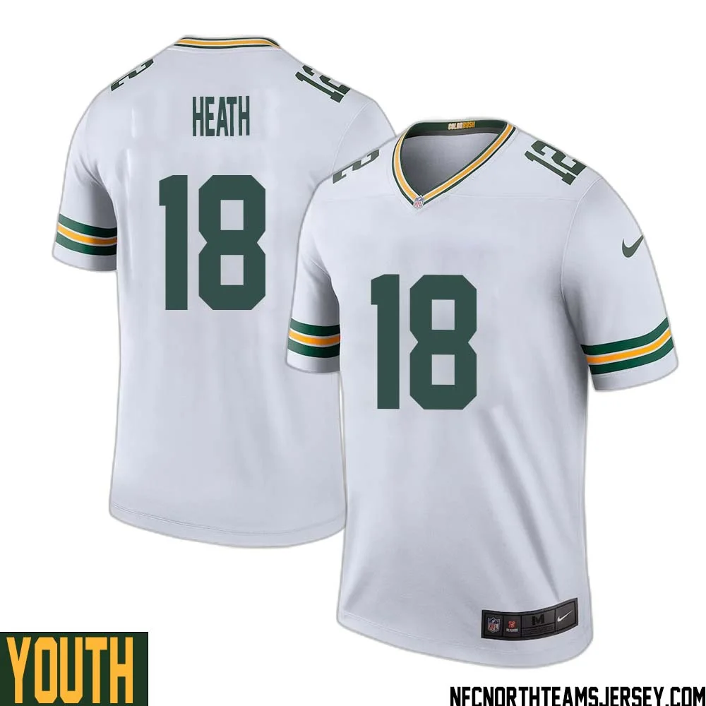 Malik Heath No 18 Green Bay Packers Color Rush Legend Jersey White Youth 1