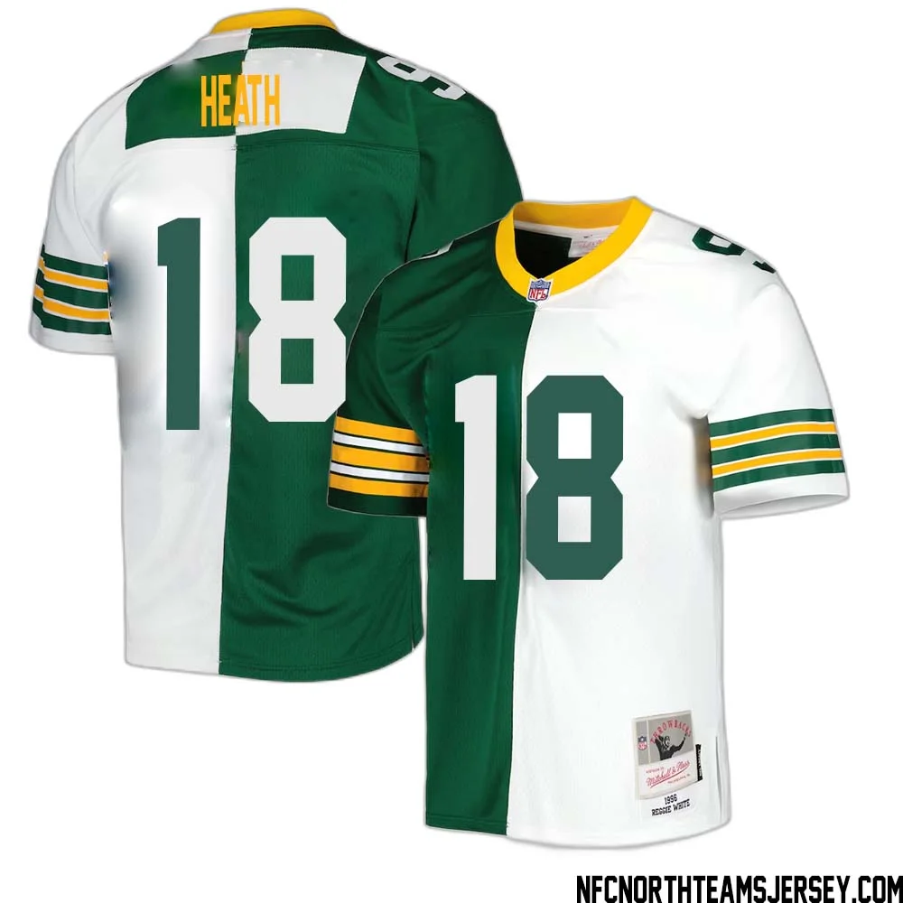 Malik Heath No 18 Green Bay Packers Mitchell Ness 1996 Split Legacy Replica Jersey Green White