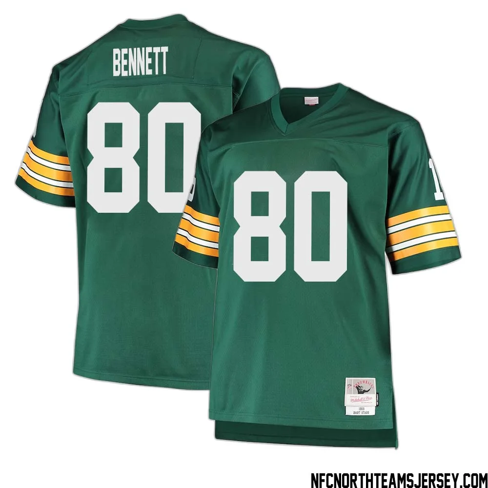 Martellus Bennett No 80 Green Bay Packers Mitchell Ness Big Tall 1968 Retired Player Replica Jersey Green 1