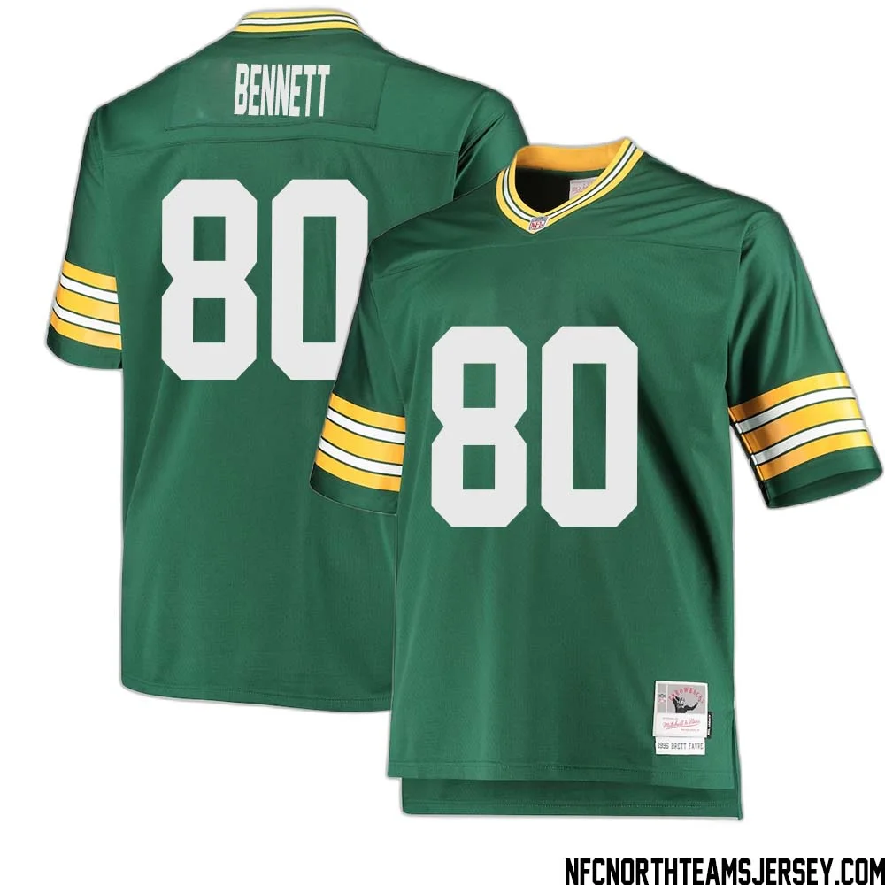 Martellus Bennett No 80 Green Bay Packers Mitchell Ness Big Tall 1996 Retired Player Replica Jersey Green 2