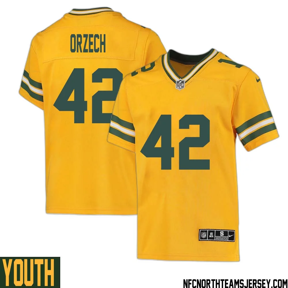 Matthew Orzech No 42 Davante Adams Green Bay Packers Inverted Legend Jersey Gold Youth