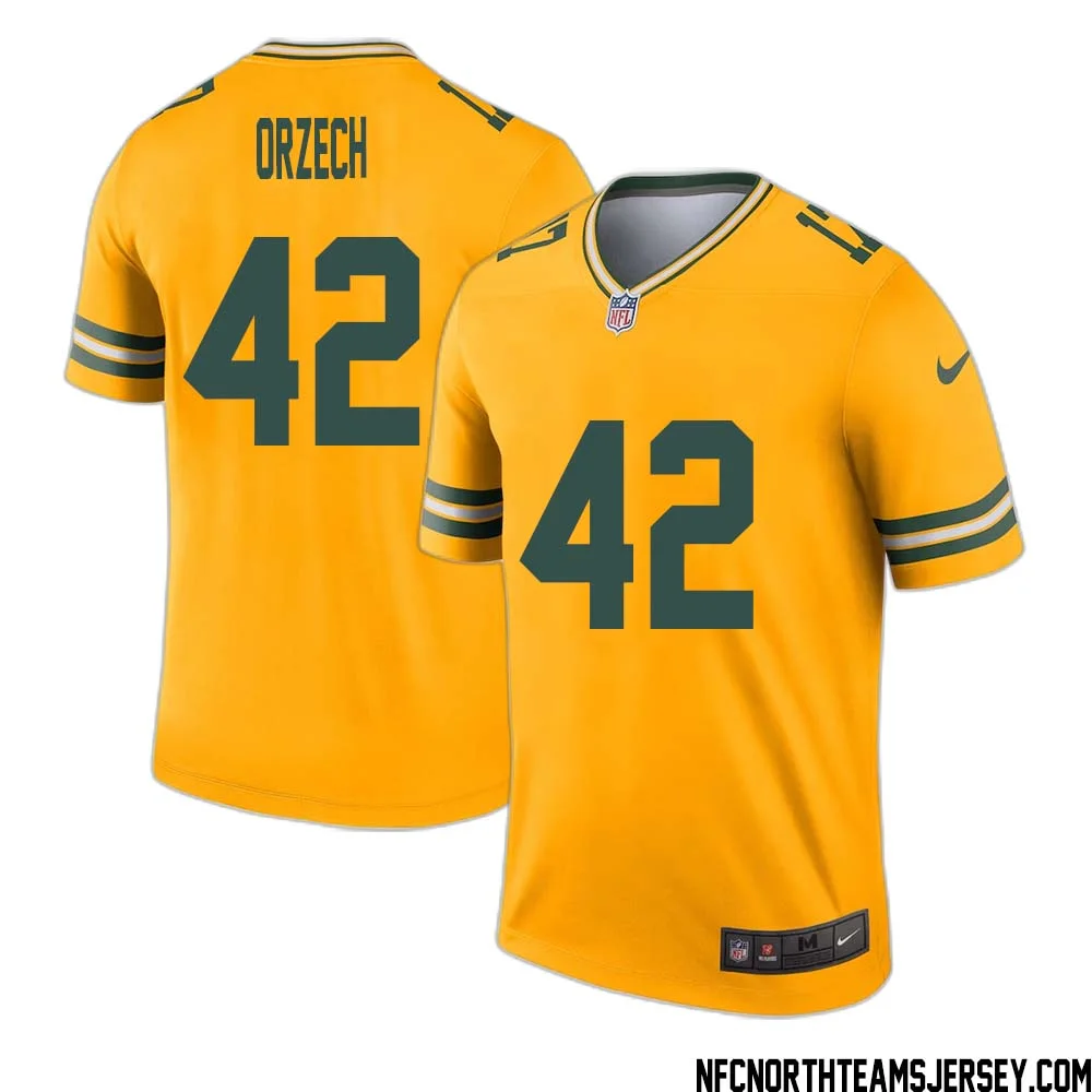 Matthew Orzech No 42 Davante Adams Green Bay Packers Inverted Legend Jersey Gold