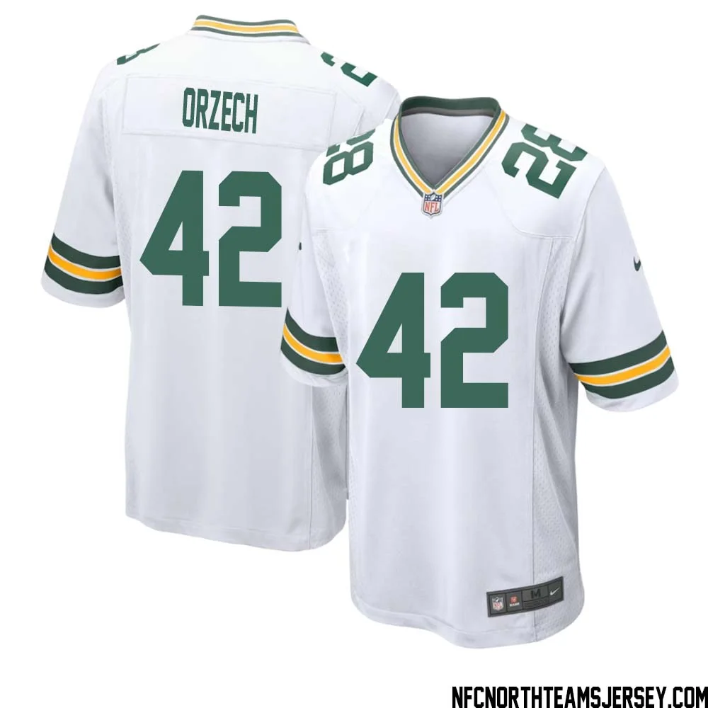 Matthew Orzech No 42 Green Bay Packers Away Game Jersey Mens White
