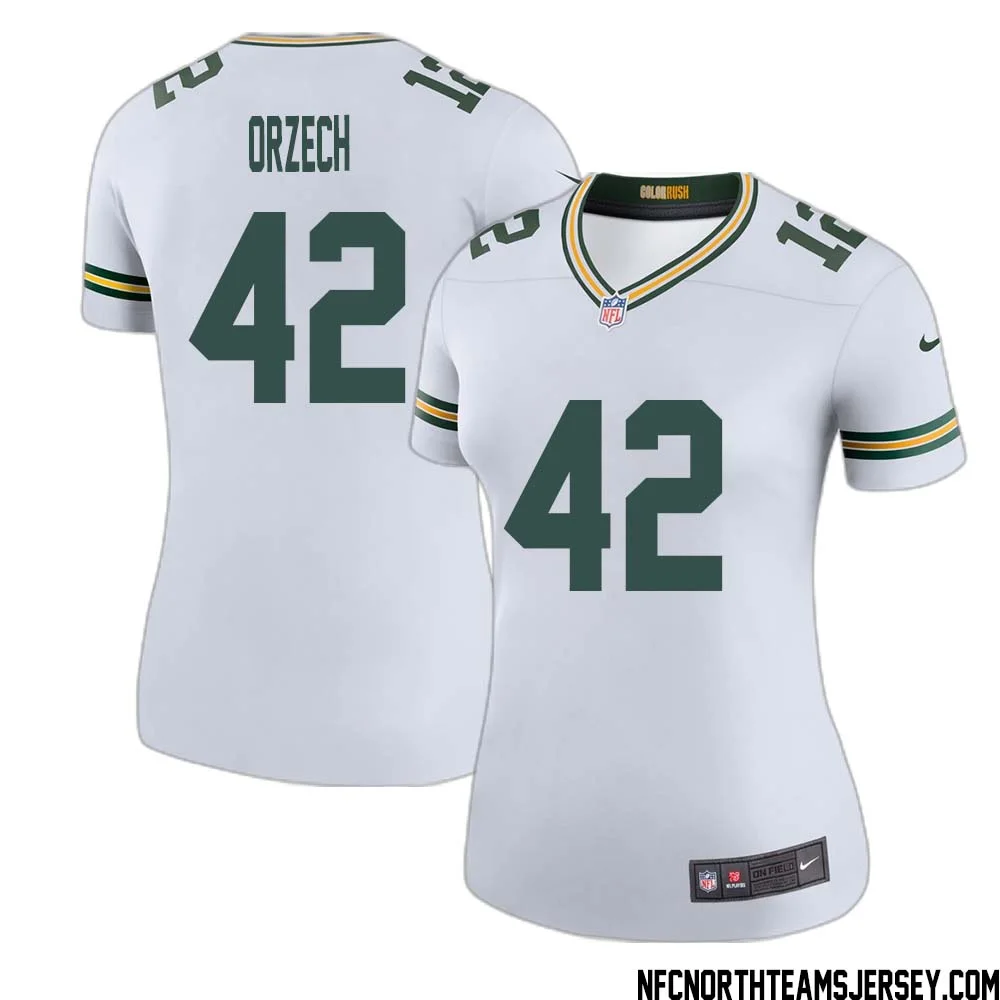 Matthew Orzech No 42 Green Bay Packers Color Rush Legend Jersey White Womens