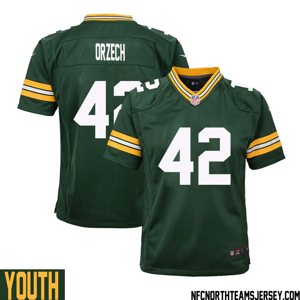 Matthew Orzech No 42 Green Bay Packers Home Game Jersey Youth 1
