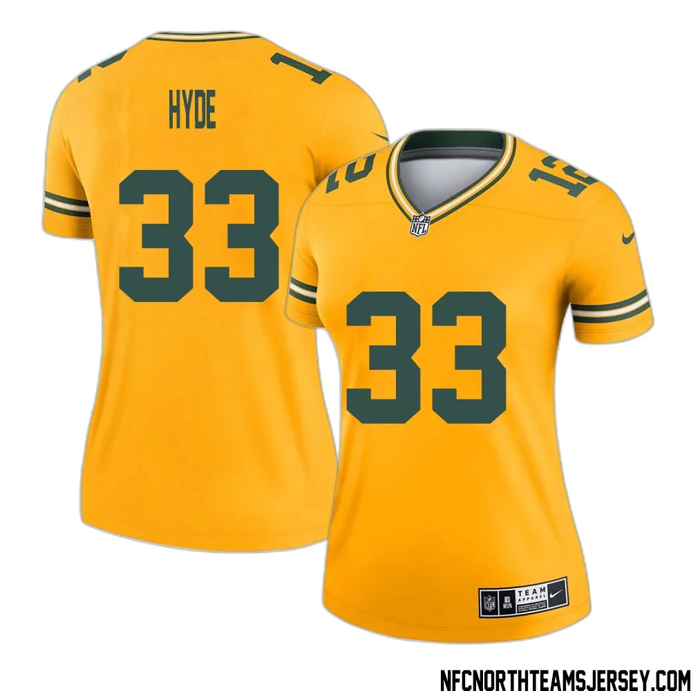 Micah Hyde No 33 Davante Adams Green Bay Packers Inverted Legend Jersey Gold Women 1