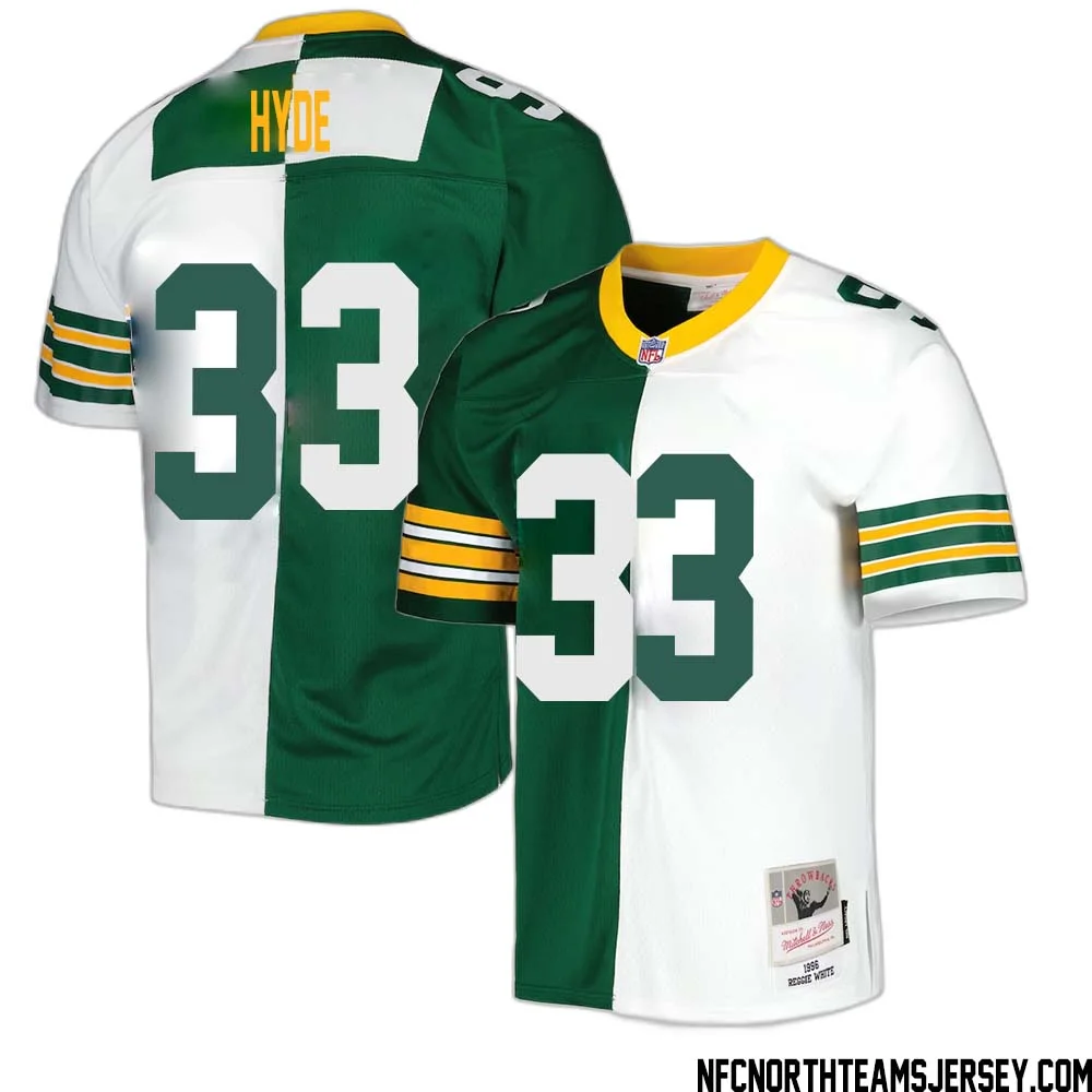 Micah Hyde No 33 Green Bay Packers Mitchell Ness 1996 Split Legacy Replica Jersey Green White