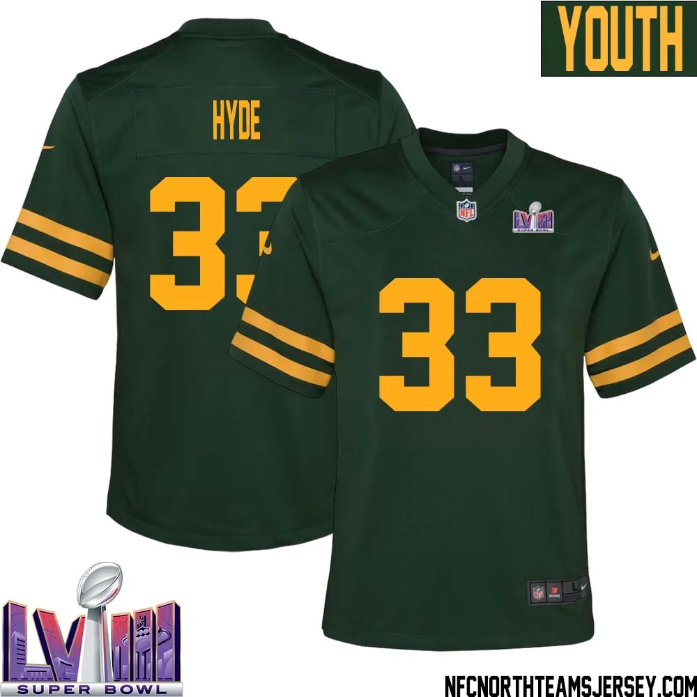 Micah Hyde No 33 Green Bay Packers Super Bowl LVIII Alternate Green Jersey for Youth