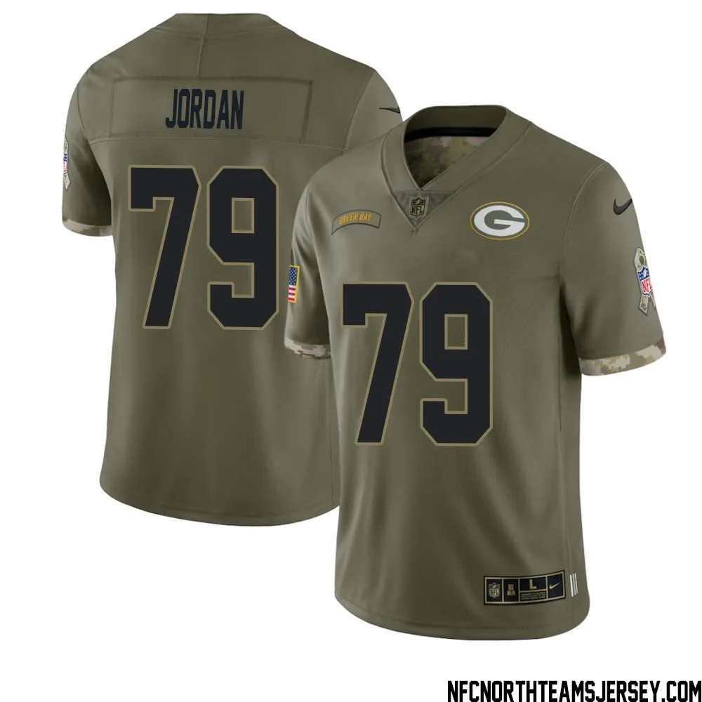 Mike Jordan No 79 Green Bay Packers 2022 Salute To Service Limited Player Jersey Mens 1