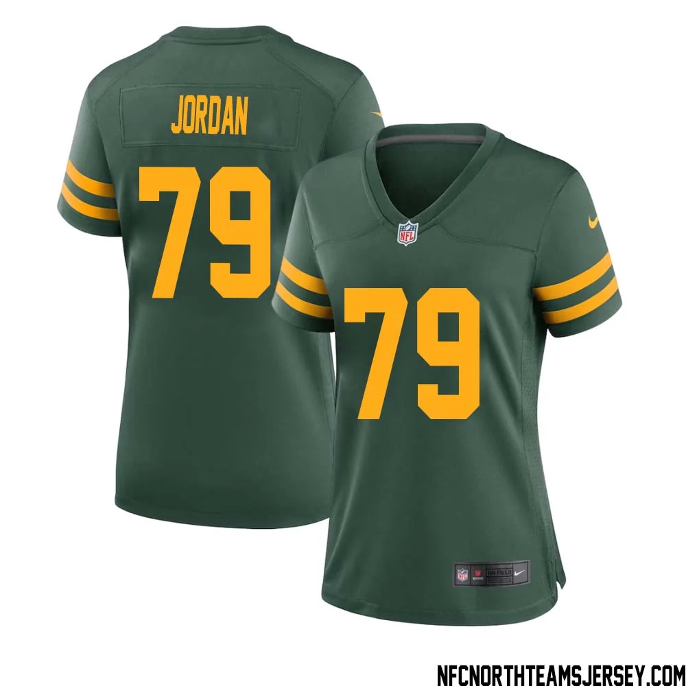 Mike Jordan No 79 Green Bay Packers Alternate Jersey Green Womens 1