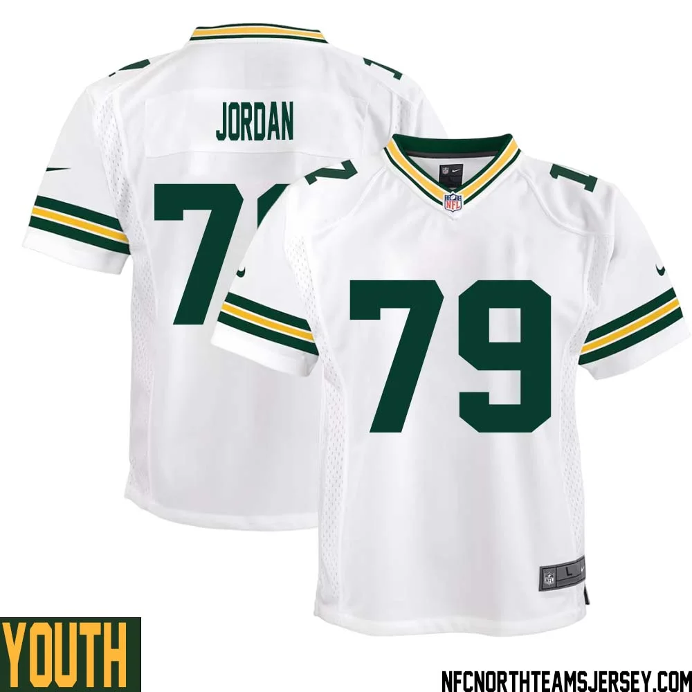 Mike Jordan No 79 Green Bay Packers Away Game Jersey Youth White