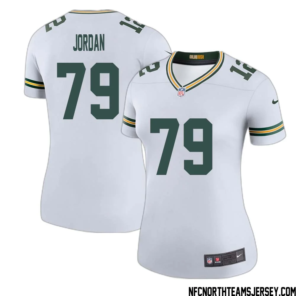 Mike Jordan No 79 Green Bay Packers Color Rush Legend Jersey White Womens