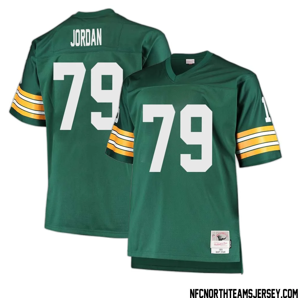 Mike Jordan No 79 Green Bay Packers Mitchell Ness Big Tall 1968 Retired Player Replica Jersey Green
