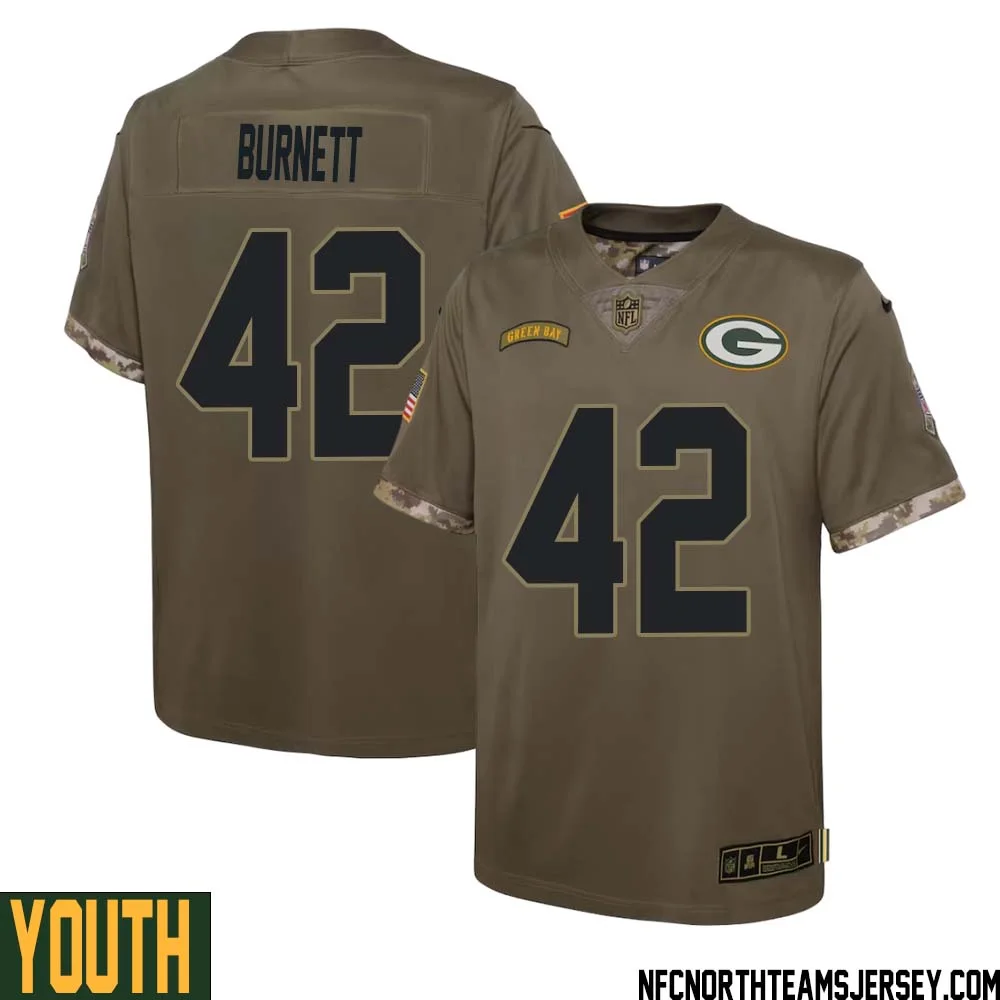 Morgan Burnett No 42 Green Bay Packers 2022 Salute To Service Limited Player Jersey Youth
