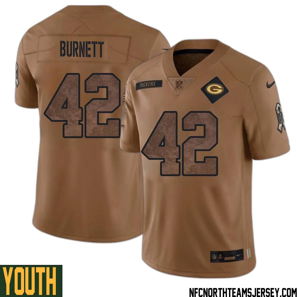 Morgan Burnett No 42 Green Bay Packers 2023 Salute To Service Limited Player Jersey Youth Brown