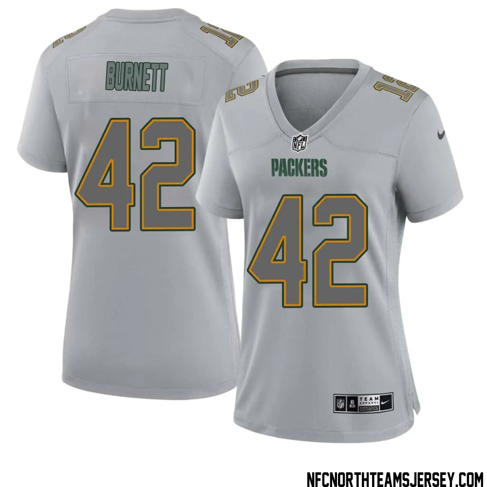 Morgan Burnett No 42 Green Bay Packers Atmosphere Jersey Grey Womens