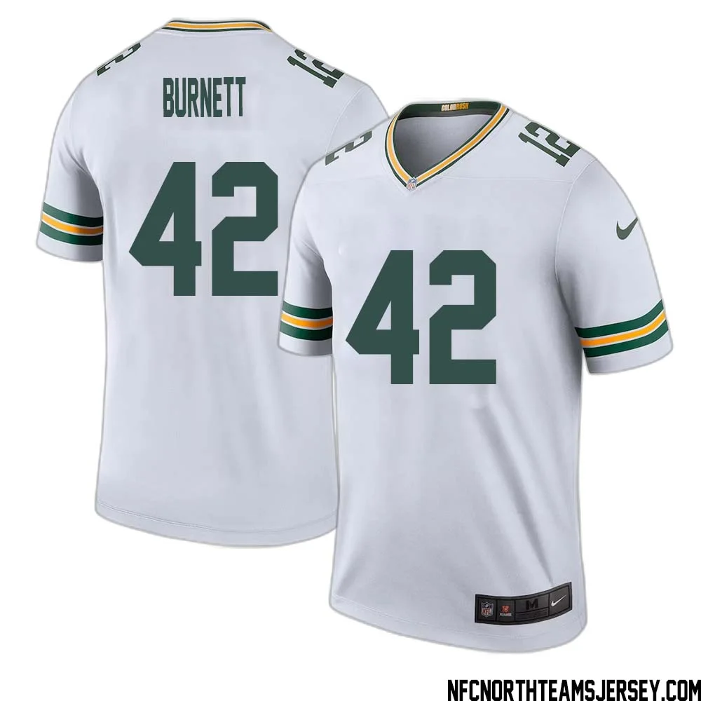 Morgan Burnett No 42 Green Bay Packers Color Rush Legend Jersey White Mens 1