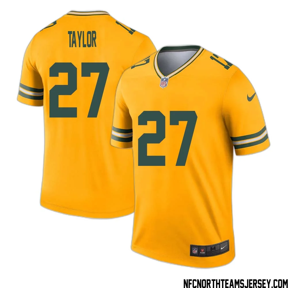 Patrick Taylor No 27 Davante Adams Green Bay Packers Inverted Legend Jersey Gold 1
