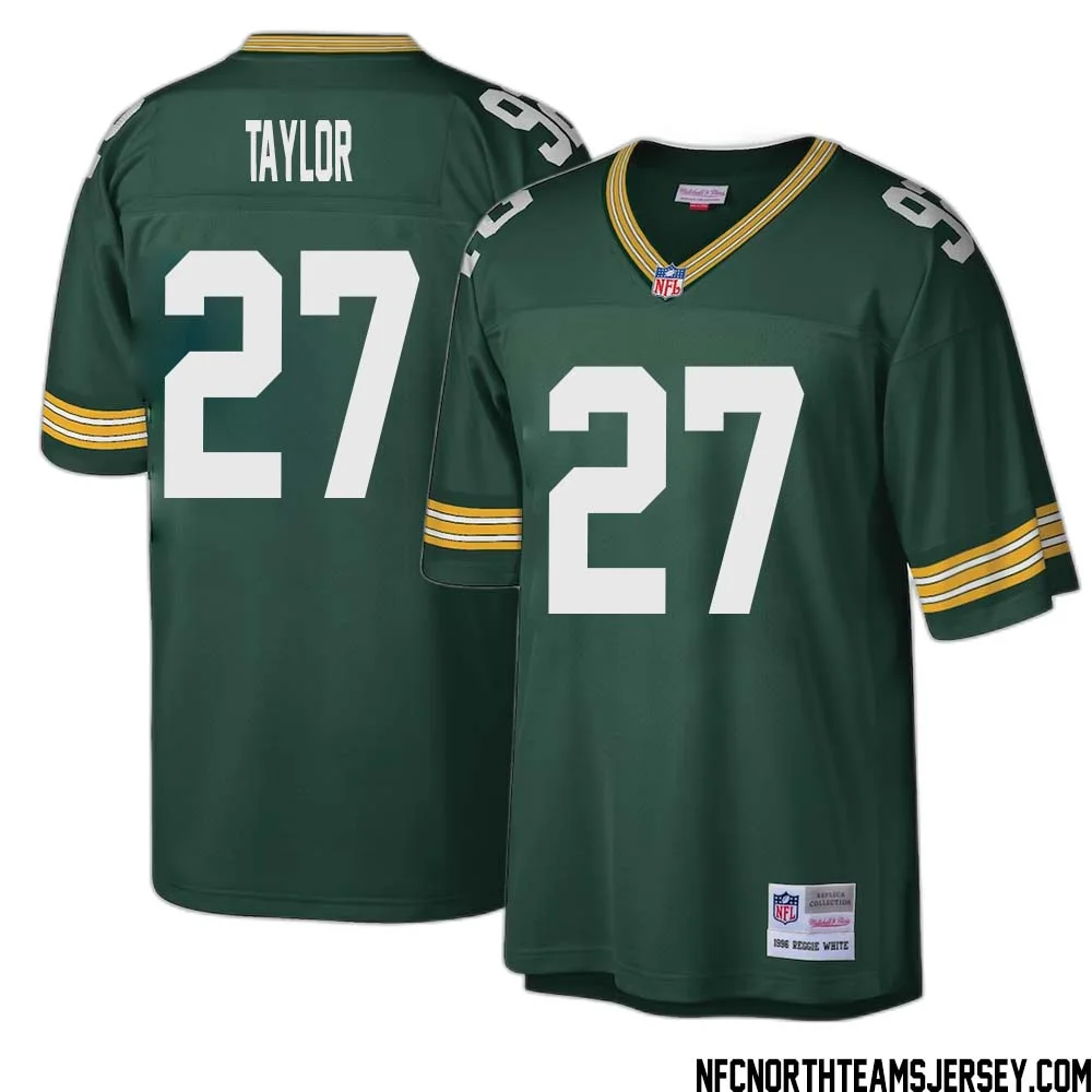 Patrick Taylor No 27 Green Bay Packers Mitchell Ness Big Tall 1996 Retired Player Replica Jersey Green 1