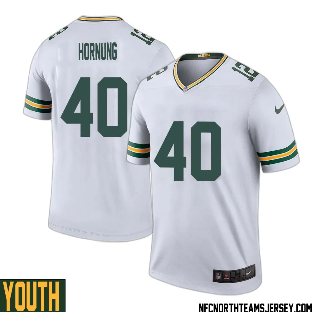 Paul Hornung No 40 Green Bay Packers Color Rush Legend Jersey White Youth 1