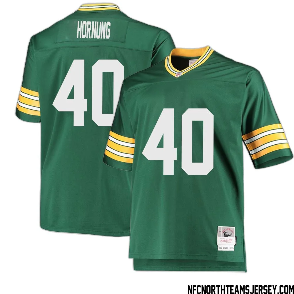 Paul Hornung No 40 Green Bay Packers Mitchell Ness Big Tall 1996 Retired Player Replica Jersey Green 2