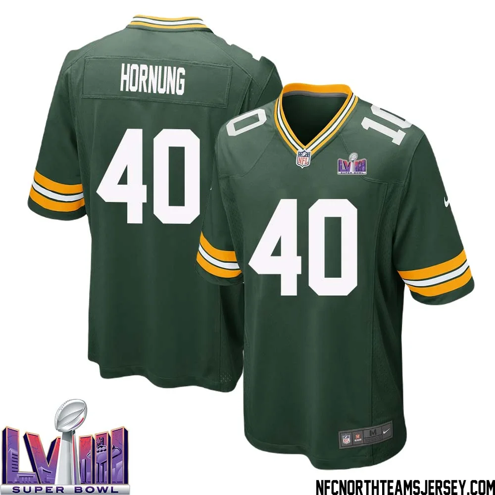 Paul Hornung No 40 Green Bay Packers Super Bowl LVIII Home Game Jersey Mens 1
