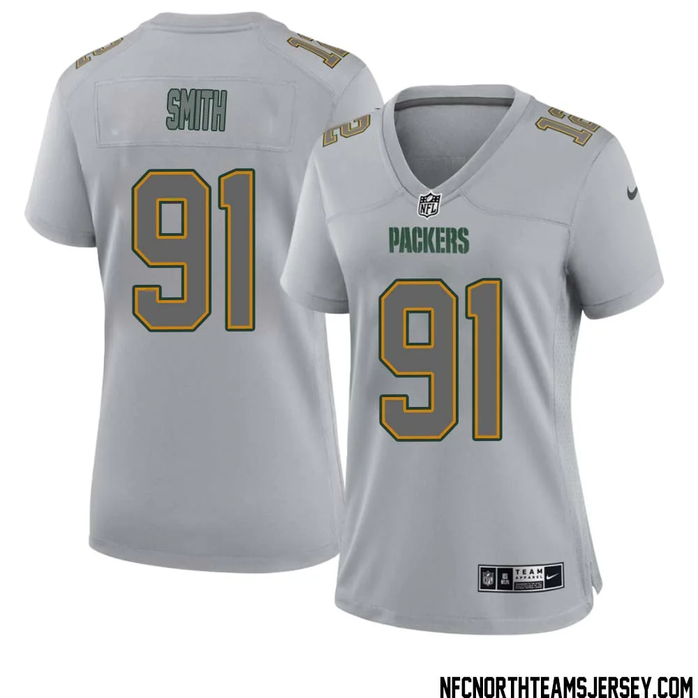 Preston Smith No 91 Green Bay Packers Atmosphere Jersey Grey Womens 1
