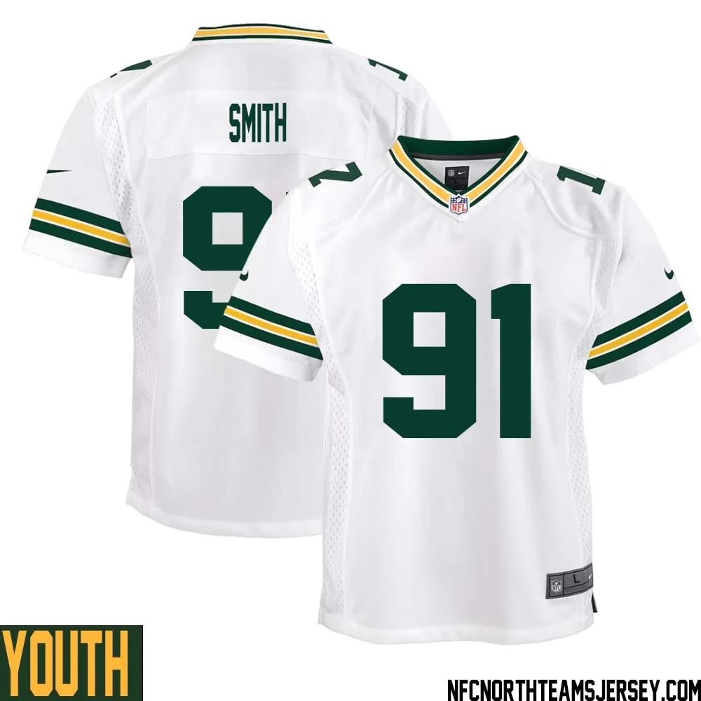 Preston Smith No 91 Green Bay Packers Away Game Jersey Youth White