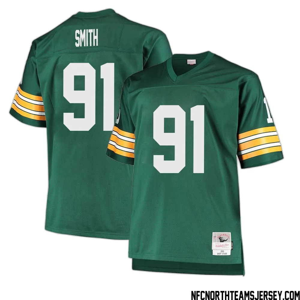 Preston Smith No 91 Green Bay Packers Mitchell Ness Big Tall 1968 Retired Player Replica Jersey Green 1