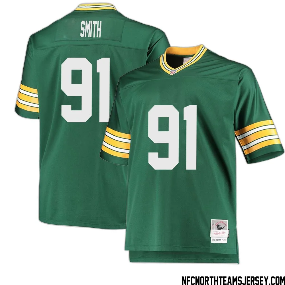 Preston Smith No 91 Green Bay Packers Mitchell Ness Big Tall 1996 Retired Player Replica Jersey Green 2