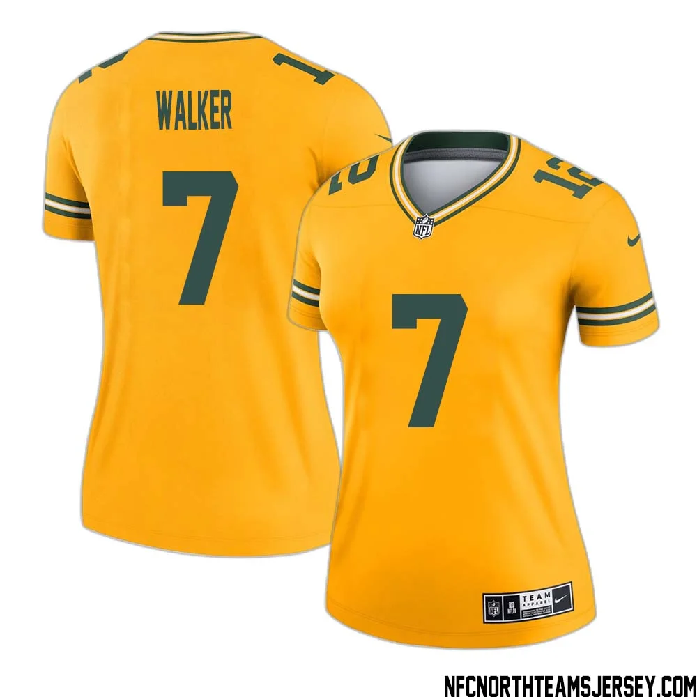 Quay Walker No 7 Davante Adams Green Bay Packers Inverted Legend Jersey Gold Women 1
